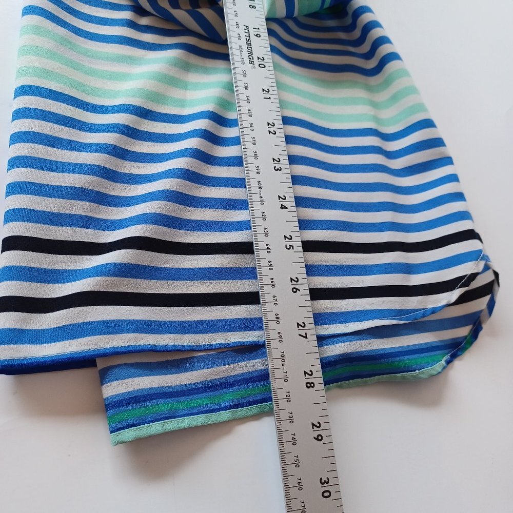 Talbots Blouse Stripe Roll Tab Sleeve Tunic Length Size Large - Picture 13 of 16